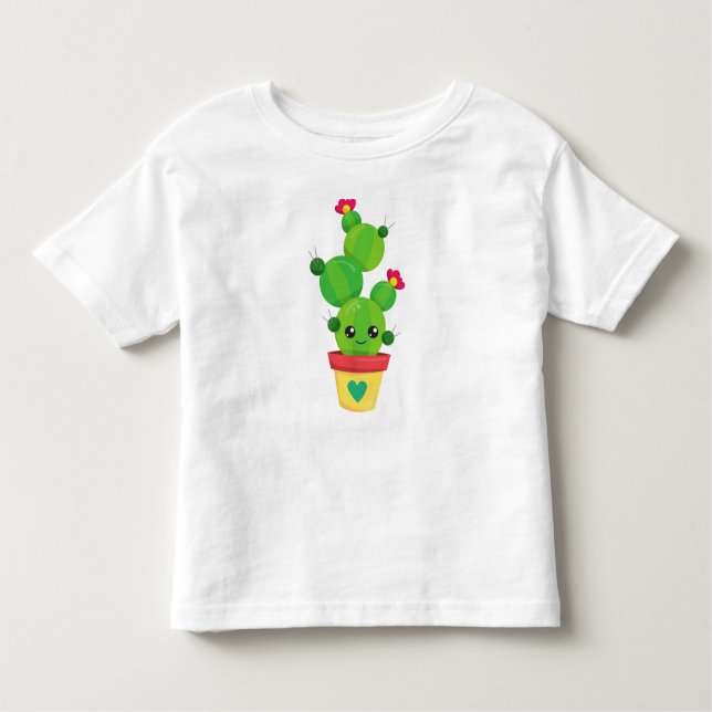 Camiseta Cactus Bonitos, Cactus Verde, Kawaii Cactus, Flore (Frente)