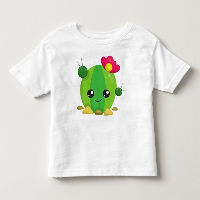 Camiseta Cactus Bonitos, Kawaii Cactus, Cactus Verde, Flore (Frente)