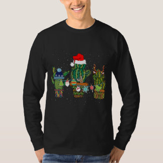 Camiseta Cactus Christmas Reindeer Santa Hat Pajamas Xmas 