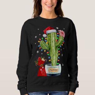 Camiseta Cactus Christmas Sweater Lights Papais noeis Xmas