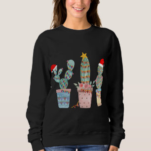 Camiseta Cactus Christmas Tree Lights Cactus Lover Mão Dr