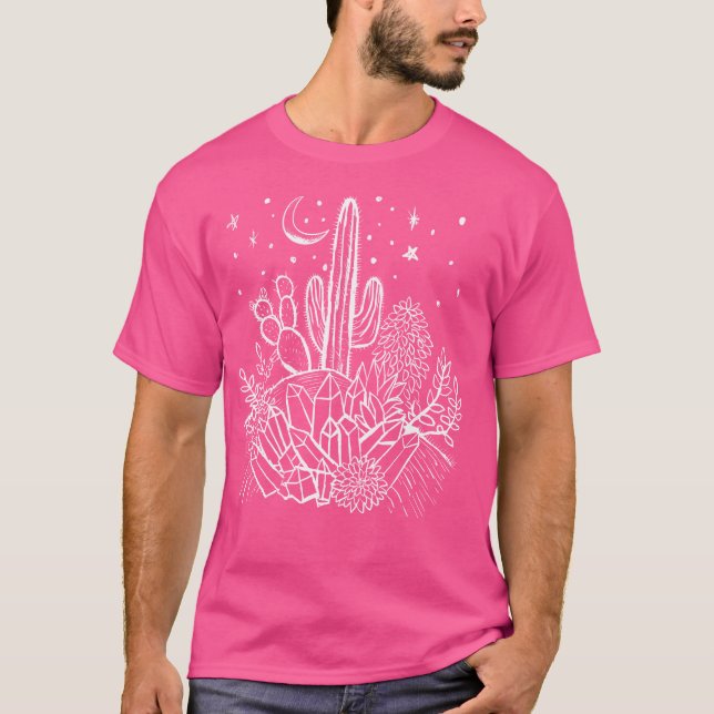 Camiseta Cactus Crystals Succulents Desert Moon Witchy Goth (Frente)