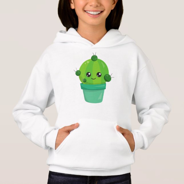 Camiseta Cactus Cute, Kawaii Cactus, Cactus Verde, Pote (Frente)