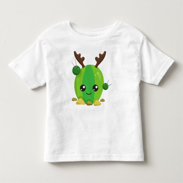 Camiseta Cactus de Natal, Cactus Bonitos, Antlers, Feriado (Frente)