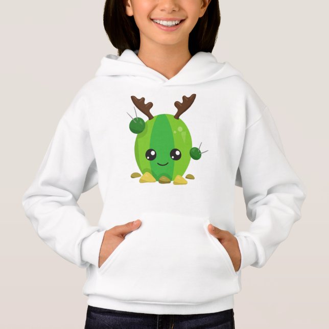 Camiseta Cactus de Natal, Cactus Bonitos, Antlers, Feriado (Frente)