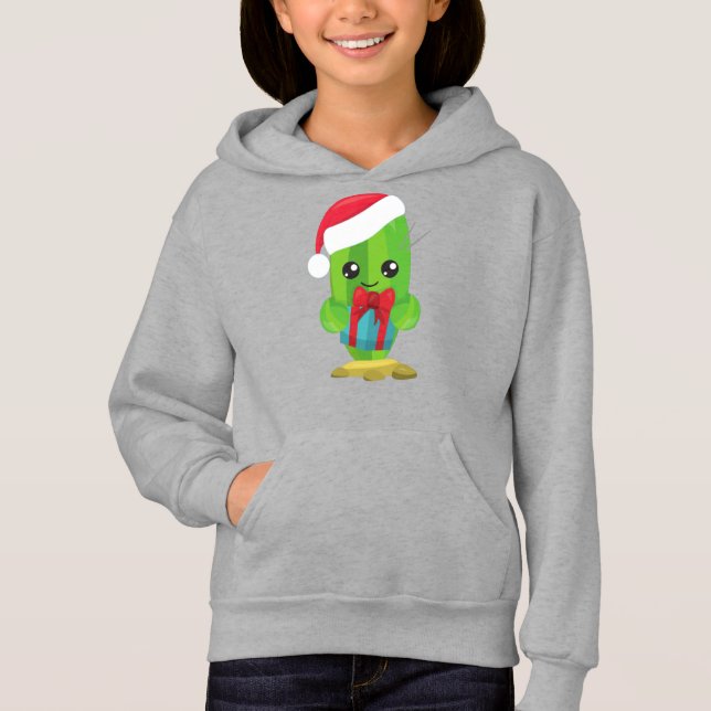 Camiseta Cactus de Natal, Cactus Bonitos, Chapéu Santa, pre (Frente)