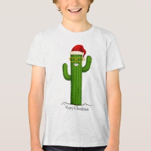 Camiseta Cactus de Natal engraçado com Papai Noel e Óculos