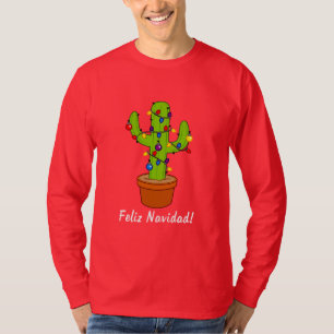 Camiseta Cactus decorado para os feriados Feliz Navidad