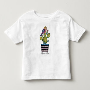 Camiseta Cactus E Ave Arco-Íris Em Aquarela