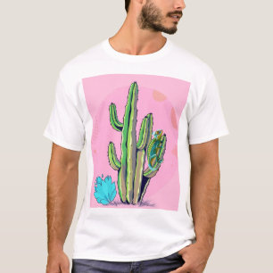 Camiseta "Cactus e Lizard T-Shirt: Beleza do deserto a rosa