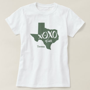 Camiseta Cactus Green XOXO, Y'all - Forma do Estado do Texa