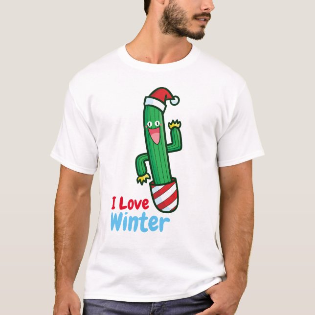 Camiseta Cactus Loves Winter Personalizável (Frente)