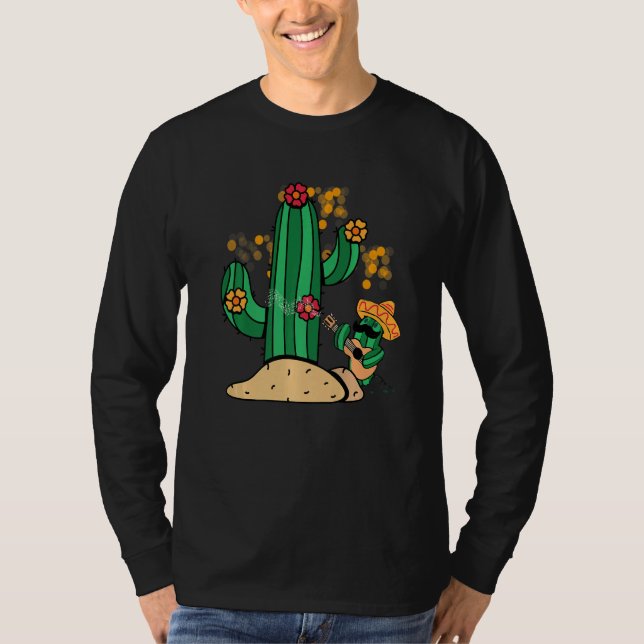Camiseta cactus music singing guitar sombrero mexicano dese (Frente)