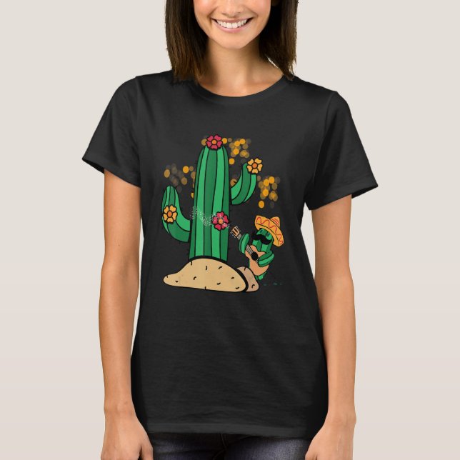 Camiseta cactus music singing guitar sombrero mexicano dese (Frente)