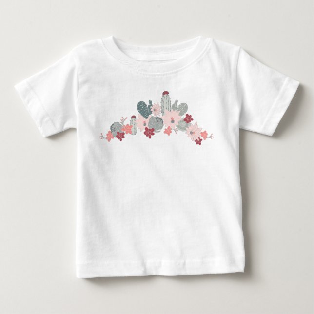 Camiseta Cactus Pink Mint Succults Desertam Plantas Motif (Frente)