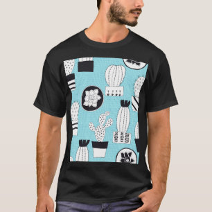 Camiseta Cactus, suculento: design sem costura desenhada à