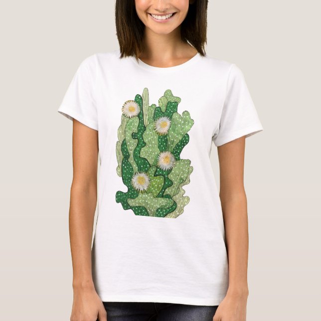 Camiseta Cactus Suculta Cactos Verdes Khaki Olive (Frente)