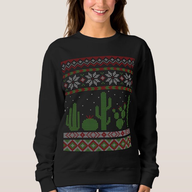 Camiseta Cactus Ugly Christmas Sweater Sudoeste Cactos Succ (Frente)