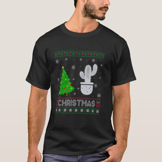 Camiseta Cactus Xmas Tree Lighting Ufly Christmas Sweater (Frente)