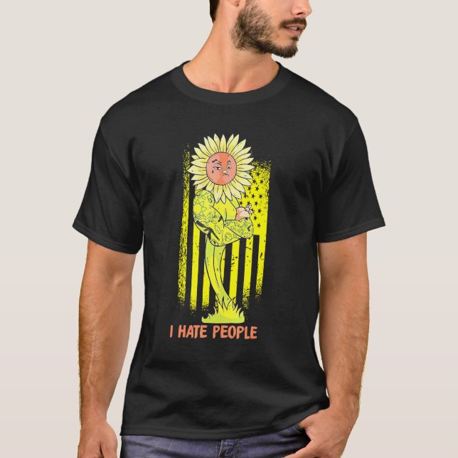Camiseta Cactusi E Sunflower I Odeiam Bandeira Americana De (Frente)