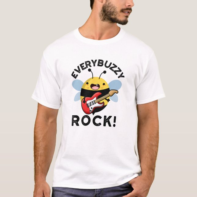 Camiseta Cada Buzzy Rock Música Engraçada Bebe Pun (Frente)