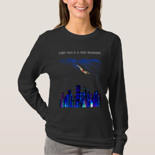 Camiseta Cada Fim É Uma Nova Cidade Estética Inicial Sob