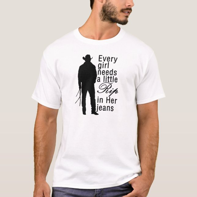 Camiseta Cada Garota Precisa De Um Pouco De Seu Jeans, Vaqu (Frente)