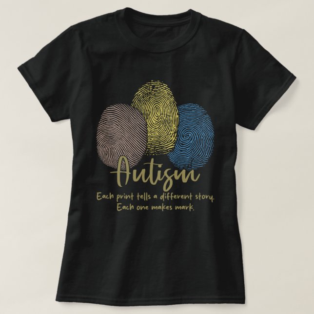 Camiseta Cada Impressão Diz Um Orgulho De Autismo De Histór (Frente do Design)