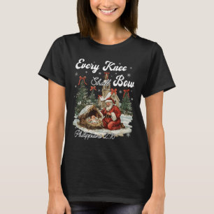 Camiseta Cada joelho deve Arco Natal Cristão