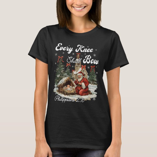 Camiseta Cada joelho deve Arco Natal Cristão (Frente)