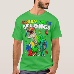 Camiseta Cada Peça Pertence Ao Dinossauro Autismo Sensibili