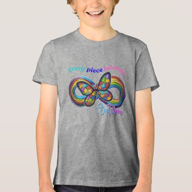 Camiseta Cada Pedaço Brilha - Borboleta Autismo Tea (Frente)