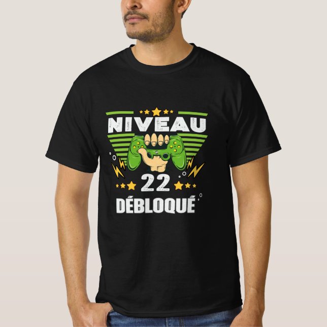 Camiseta Cadeau 22 ans Anniversaire Gamer Niveau 22 (Frente)