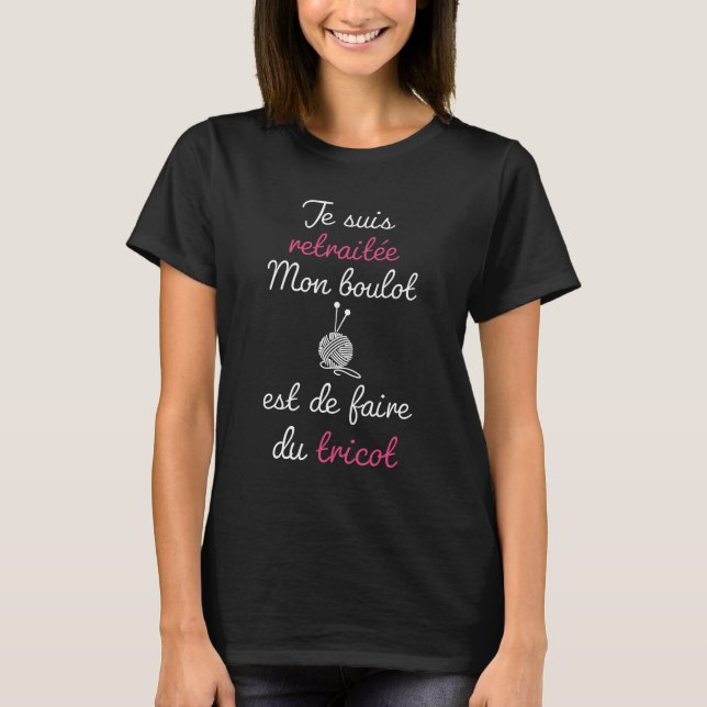 Camiseta Cadeau Femme Mamie Retraitée Tricot Humor Drôle (Frente)