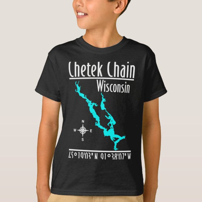 Camiseta Cadeia de lagos moderna de Chetek - Wisconsin (Frente)