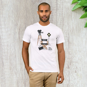 Camiseta Cadeira de Diretor de Cinema e Conjunto de Câmera