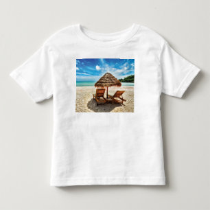 Camiseta Cadeiras de descanso na praia almofada