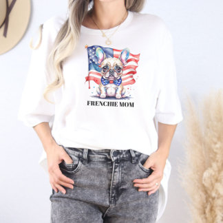 Camiseta Cadela francesa patriótica mãe frenchie