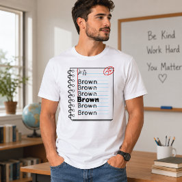 Camiseta Caderno de Prática de Nome de Professor Sr Nota A