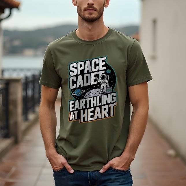 Camiseta Cadete Espacial, Terra no Coração: Astronauta Cósm (Criador carregado)