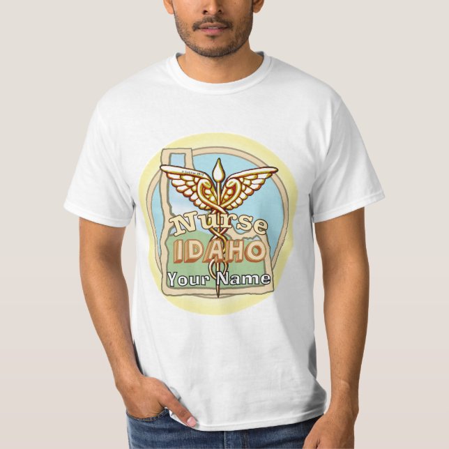 Camiseta Caduceu de Enfermeira de Idaho (Frente)