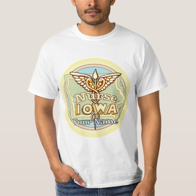 Camiseta Caduceu de Enfermeira de Iowa (Frente)
