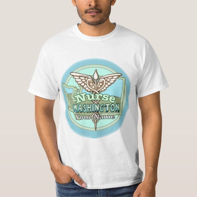 Camiseta Caduceu de Enfermeira de Washington (Frente)