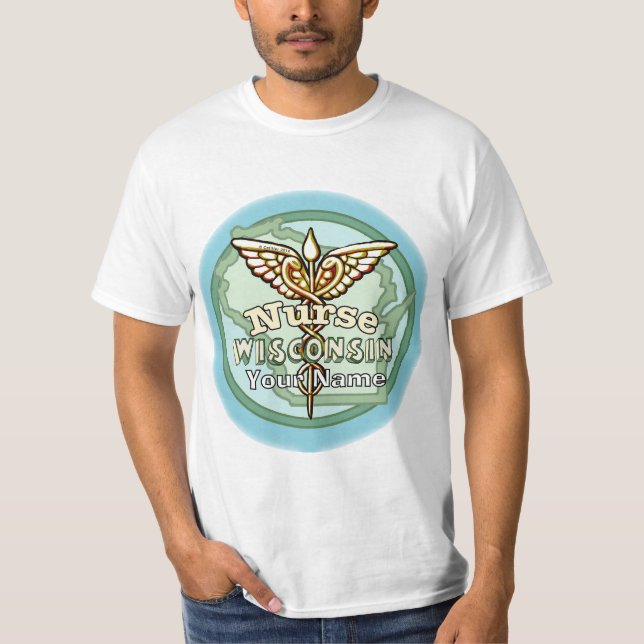 Camiseta Caduceu de Enfermeira de Wisconsin (Frente)