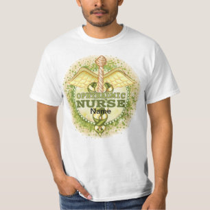 Camiseta Caduceu de Enfermeira Oftálmica Dourada