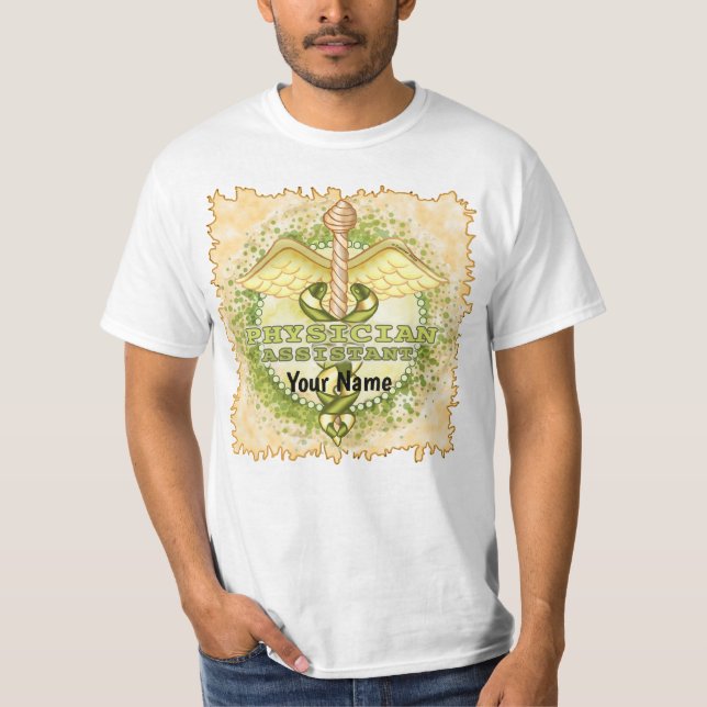 Camiseta Caduceus de Assistente Médico de Ouro  (Frente)