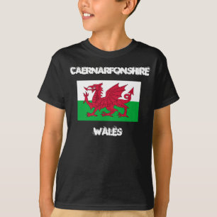 Camiseta Caernarfonshire, Wales com bandeira de Galês