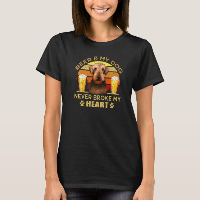 Camiseta Cães 365 Cães De Cerveja E Airedale Terrier Nunca  (Frente)