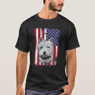 Camiseta Cães 365 Distress American Flag Westie Dog 4º