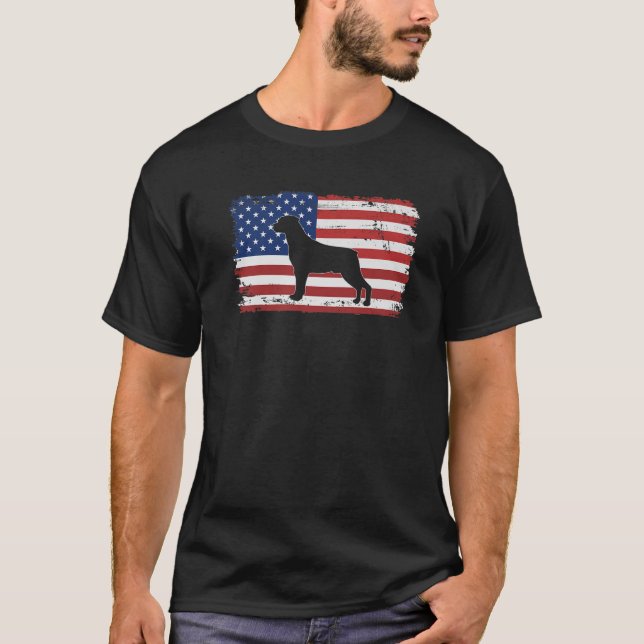 Camiseta Cães 365 Vintage Rottweiler Cão americano Bandeira (Frente)